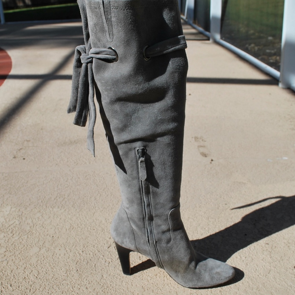 Cole Haan Knee Length Scrunch Suede Boots with Tie Nike Air Size 8